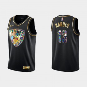 Camiseta Hombre Brooklyn Nets James Harden 13 Nike 2021-22 Negro Golden Edition 75th Anniversary Diamond Swingman